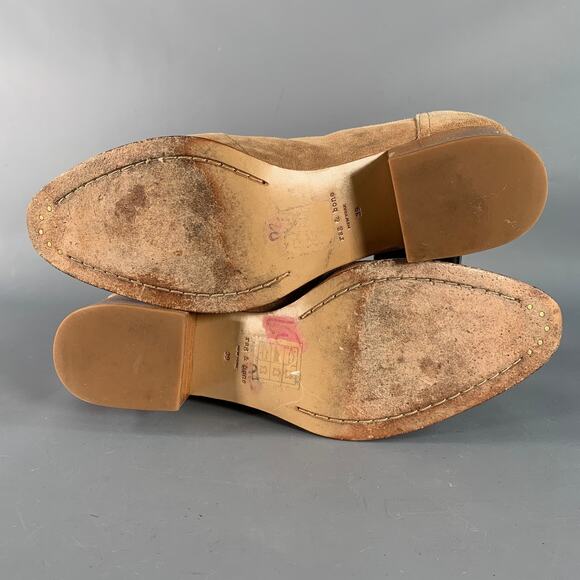 RAG & BONE Size 9 Camel Suede Stacked Heel Chelsea Ankle Boots - Picture 6 of 9